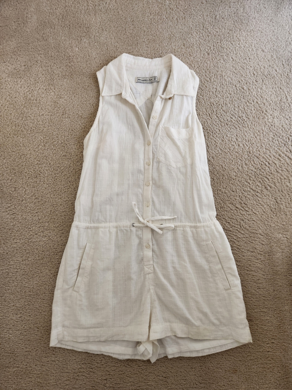 Abercrombie & Fitch White Button-Front Romper